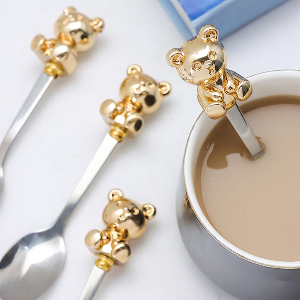 6 PCS Bear Shape Appetizers Cake Spoons/Fruit Forks Stainless Steel Material Coffee Spoons/Dessert Forks Party Supplies