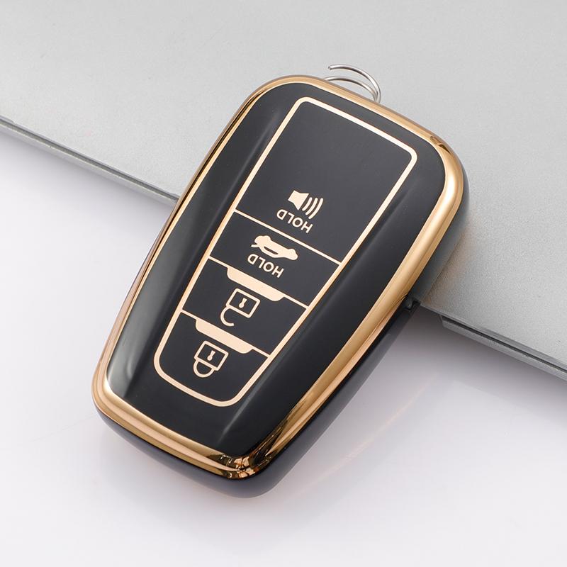 4 Buttons TPU Car Key Case Cover Fob for Toyota Camry CHR Corolla RAV4 Avalon Land Cruiser Prado Prius 2017 - 2022 Keychain