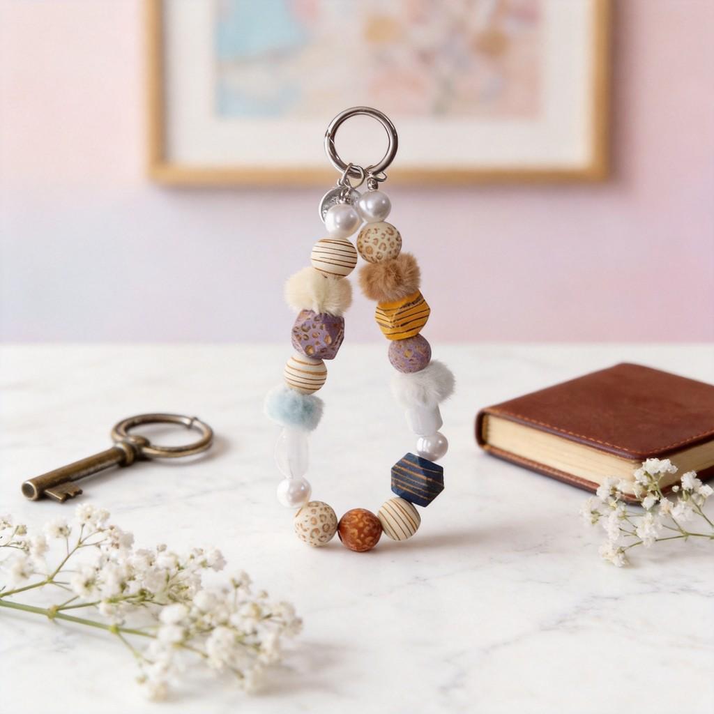Colorful Retro Wooden Phone Chain With Handmade Beads For Unisex Daily Use