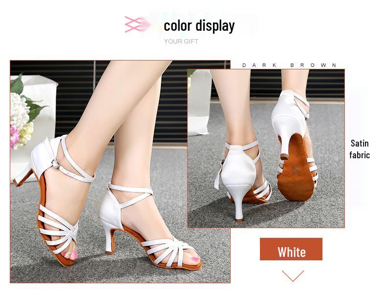 Damen Latein Tanzschuhe, Mittlerer Absatz, Abriebfest, Weiche Sohle, Hoher Absatz, Damen Performance Schuhe für Innen