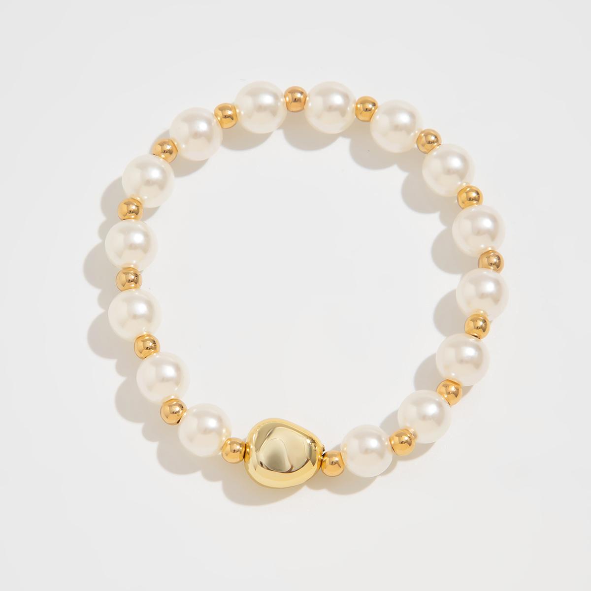

Ingemark Punk Imitation Pearls CCB Beads Chain Bracelets for Women Vintage Irregular Geometric Spring Bangle Party Men Jewelry
