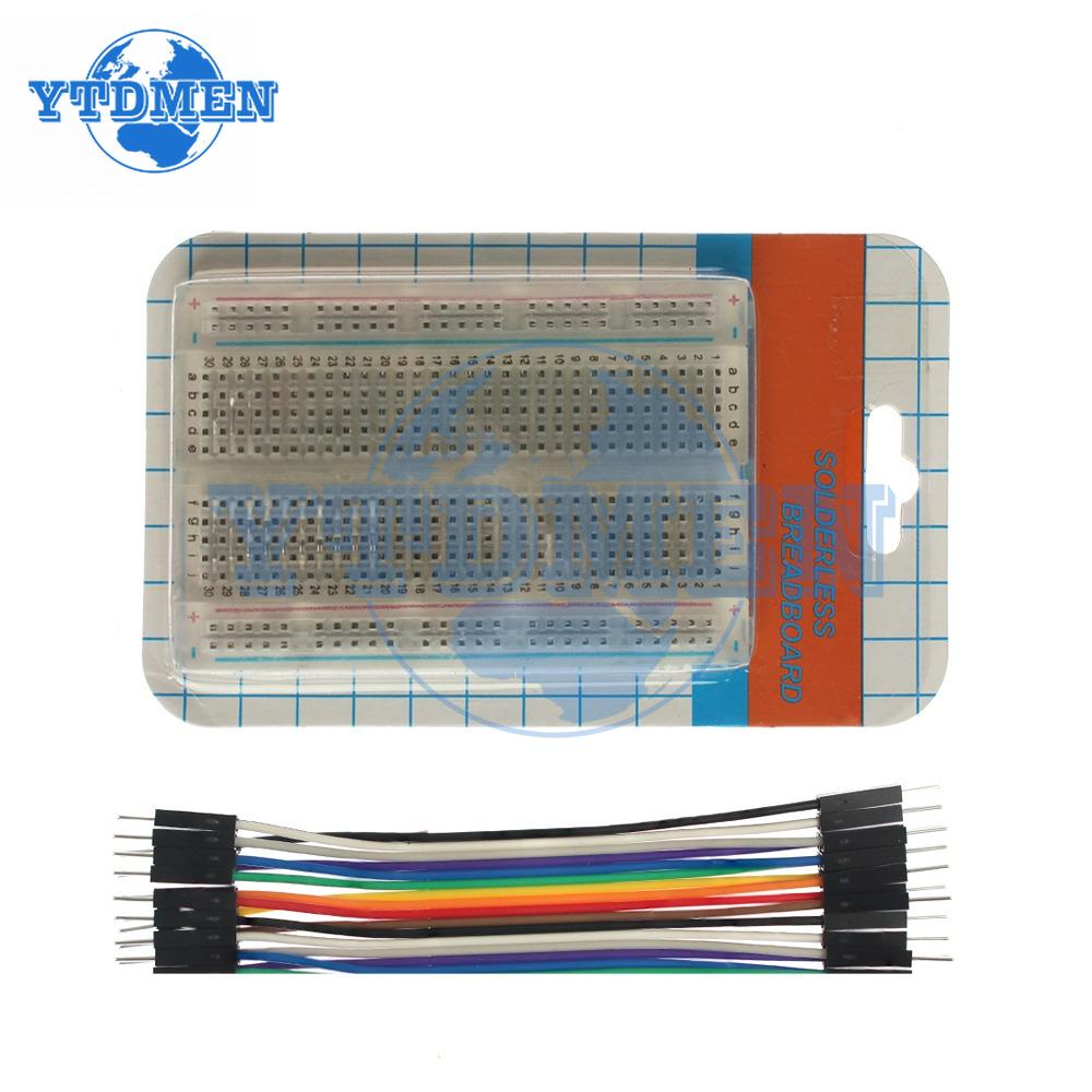 1 Set Breadboard Transparent 400 Points Solderless Pcb Breadboard with Dupont Line 10cm Male To Male 20pin Jumper Wire DIY Kit