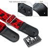 Cotton Embroidery Guitar Strap with Genuine Leather Ends for Acoustic Electric Guitar Bass
