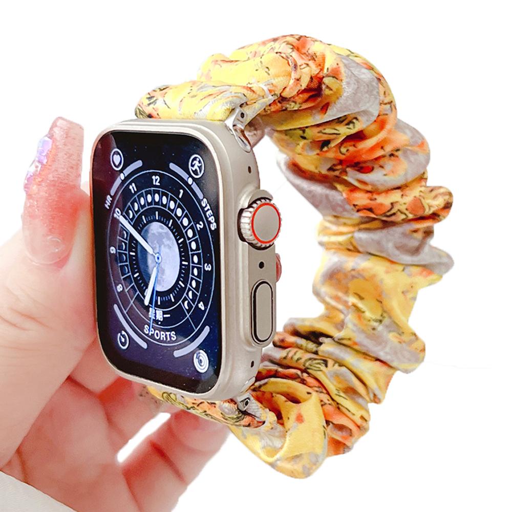 Scrunchie Soft Loop Nylon iWatch Band for Apple Watch Bracelet 38mm 40mm 41mm 42mm 44mm 45mm 46mm 49mm Stretchy Women Elastic