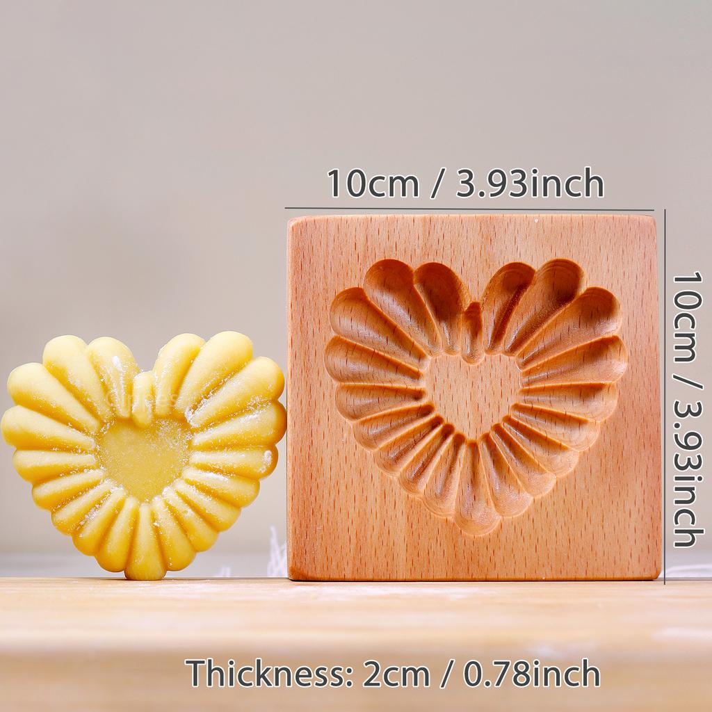 3D Wooden Cookie Cutter Moulds for DIY Baking, Engraved Embossed Biscuit Molds, for Gingerbread Fondant Christmas Gift Kitchen