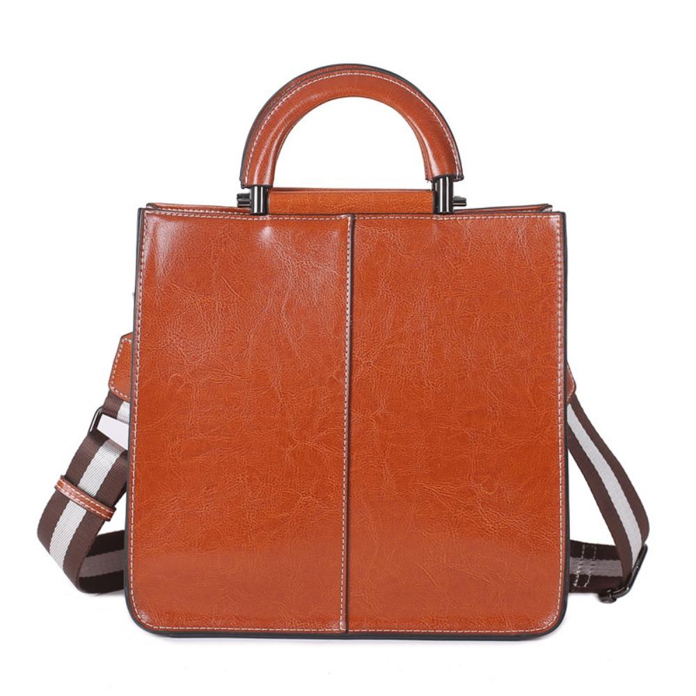 Bag Splicing Leather Women's Bag Shoulder Bag European and American Style Cowhide Handbag