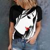 Tricou de damă la modă imprimat 3D, de vară, respirabil, casual, versatil