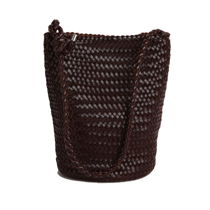 High-quality Hand-woven Bag Women Atmosphere All-matching Commuter Bucket Texture Large Capacity One-shoulder Underarm Medium 25x16x26