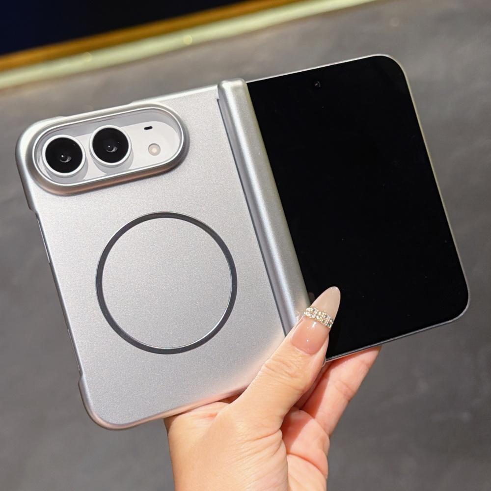 Plating Magnetic For Magsafe Hinge Protection Matte Phone Case For iPhone Duo Ultra Thin Shockproof Hard Bumper PC Fold Cover
