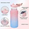 3PCS Gradient Frosted Plastic Water Bottles With Straw Motivational Large Capacity Sports Bottle Outdoor Travel Gym Fitness Jugs
