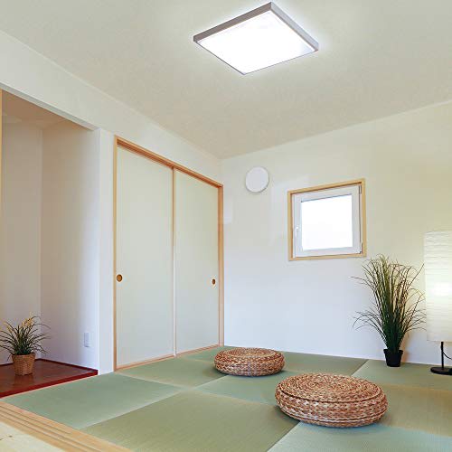 Iris Ohyama Japanese Style LED Ceiling Light Natural Wood Square Dimmable Color Adjustable Type ~8 Tatami Metal Circuit Series CL8DL-5.1JM