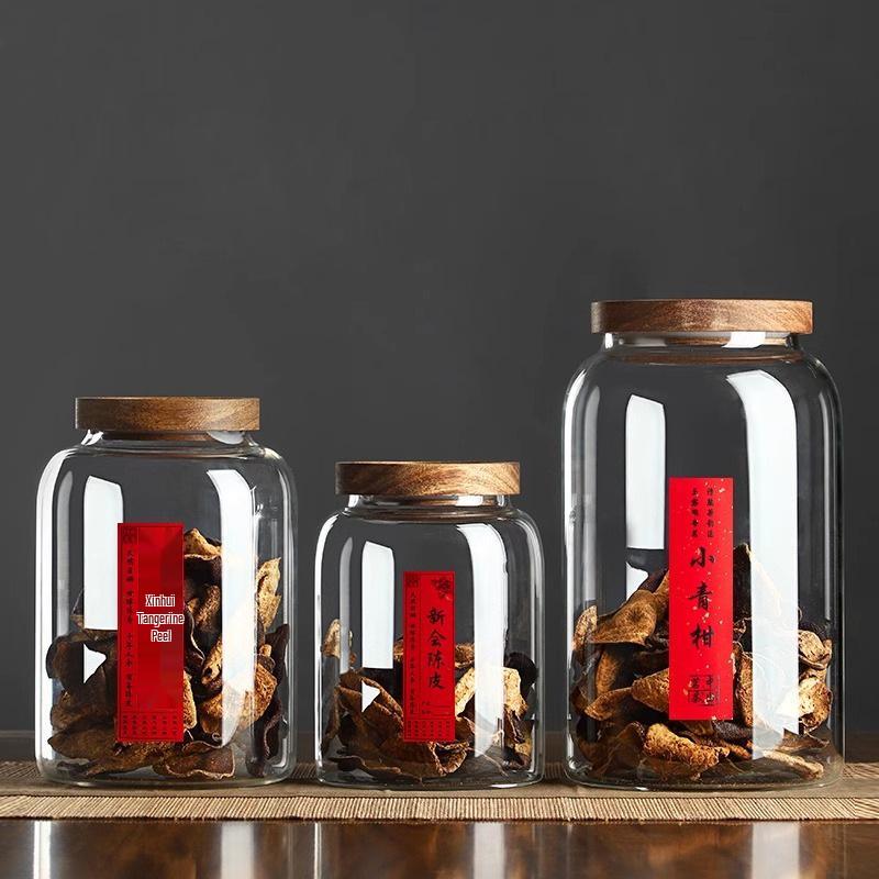 Airtight Glass Jar for Tangerine Peel, Tea, Dried Fruit Storage