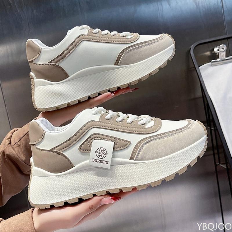 Mode 2025 Damen Schuhe mit dicker Sohle Mode Street Schnürschuh Lässige vielseitige farblich abgesetzte Sneakers Damen rutschfeste Laufschuhe