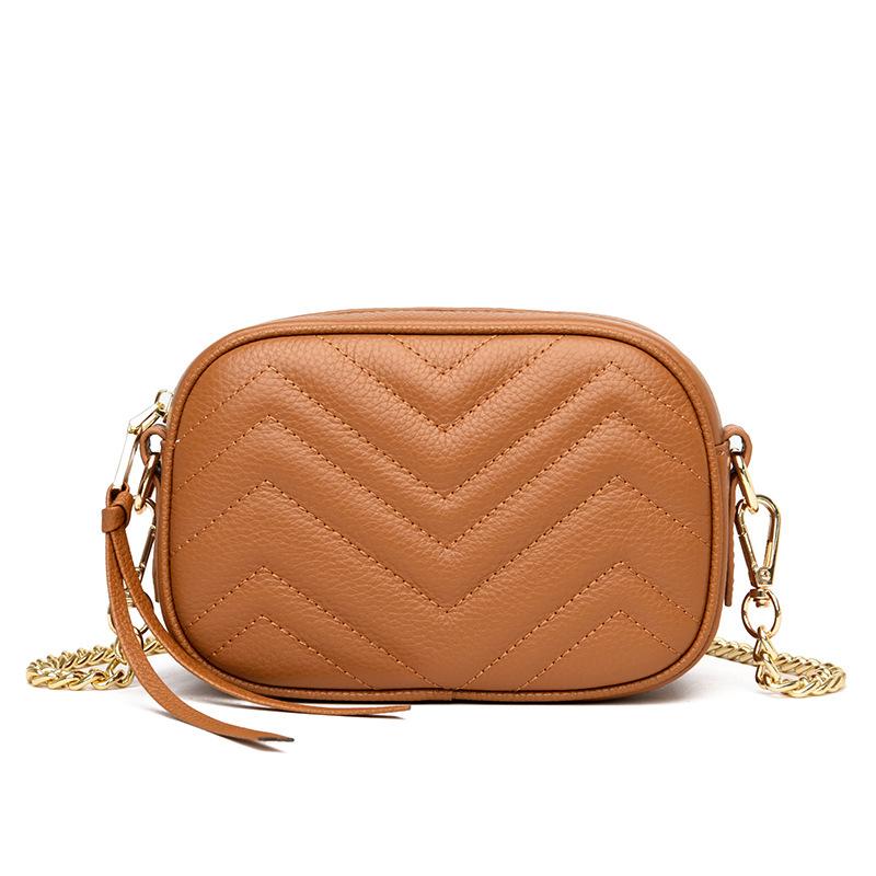 Leather Women'S Bag Shoulder Cowhide Small Square Bag Fashion Trend Chain Small Bag Messenger Bag