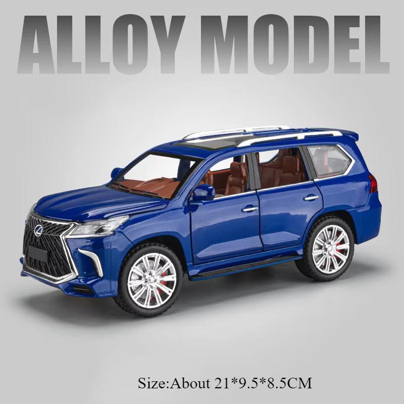 1:24 Scale ES300H LX570 Car Model Toy Sound Light Pull Back Doors Opened High Simulation Cars Models for Boys Ornaments