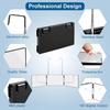 Trifold Shaving Mirror with Height Adjustable Telescoping Hooks for Self Hair Cutting Makeup Essential Fordable Portable Black
