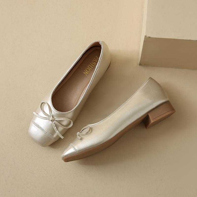 Fashion Spring New French Shallow Mouth Flat Princess Shoes with Soft Sole Retro Square Toe Simple Comfortable Versatile Women's Shoes