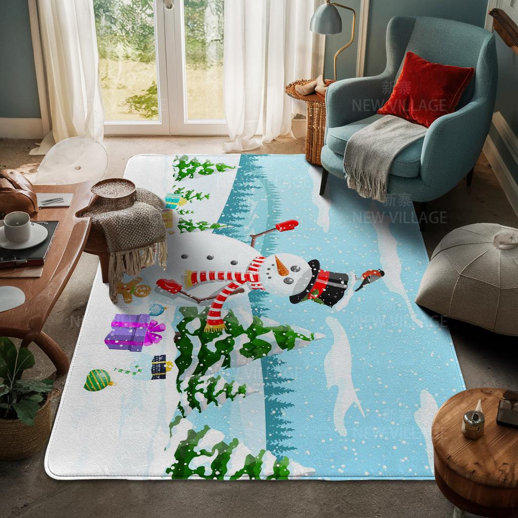 House Entrance Carpet Home Door Mat Living Room Bath Foot Bathroom Non-slip Water Absorption Rugs Bath Merry Christmas Winter
