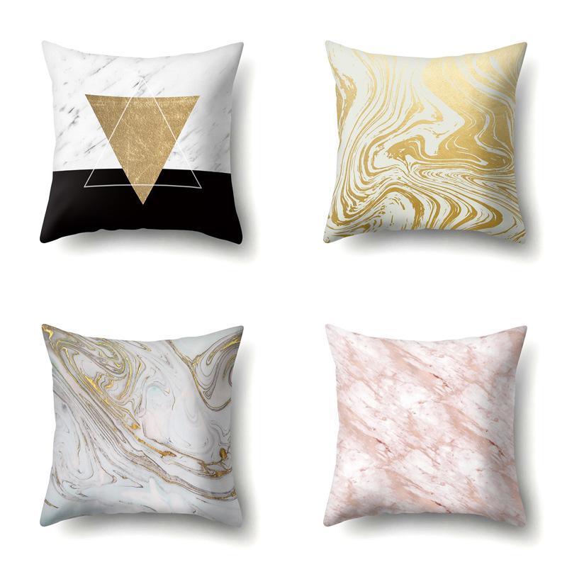 Nordic Ins Marble Polyester Pillowcase Car Decoration Home Printed Waist Cushion Pillowcase