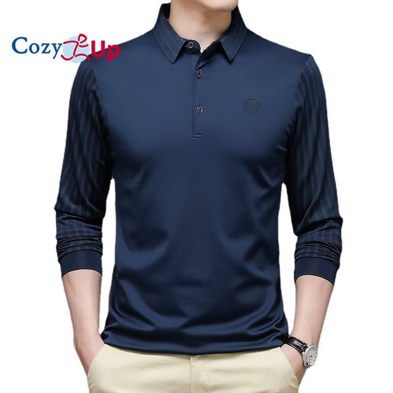 

Уютная мужская футболка с отложным воротником на весну и осень, однотонная полосатая мужская футболка с длинным рукавом, повседневные тонкие длинные топы