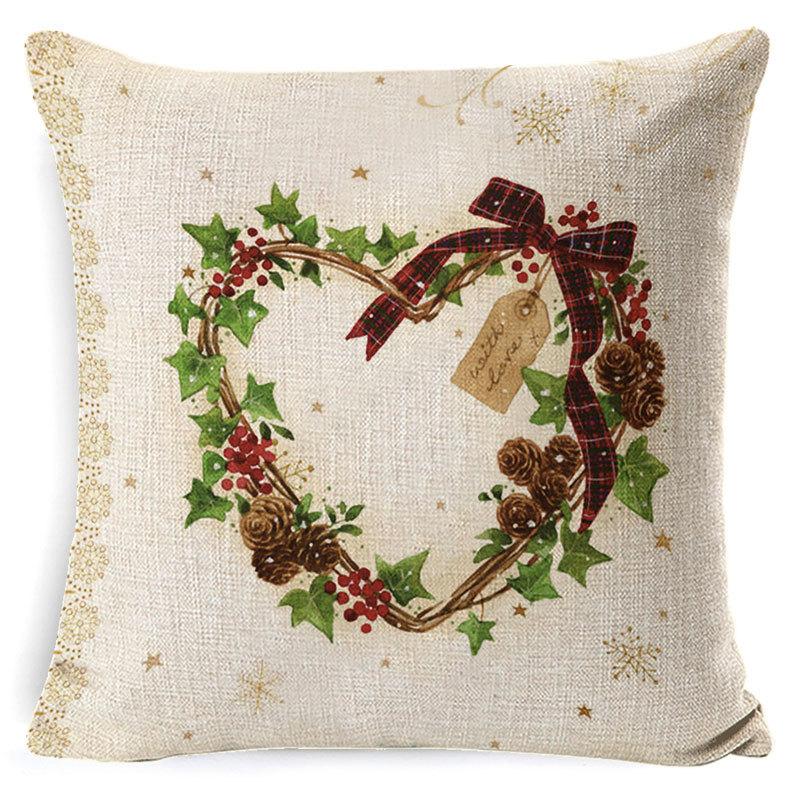 Christmas Tree Linen Pillowcases Christmas Wreath Series Cotton and Linen Cushions Human-effect Pillows Home Cushions