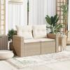 VidaXL Canapé de jardin avec coussins 2 places beige résine tressée 366078
