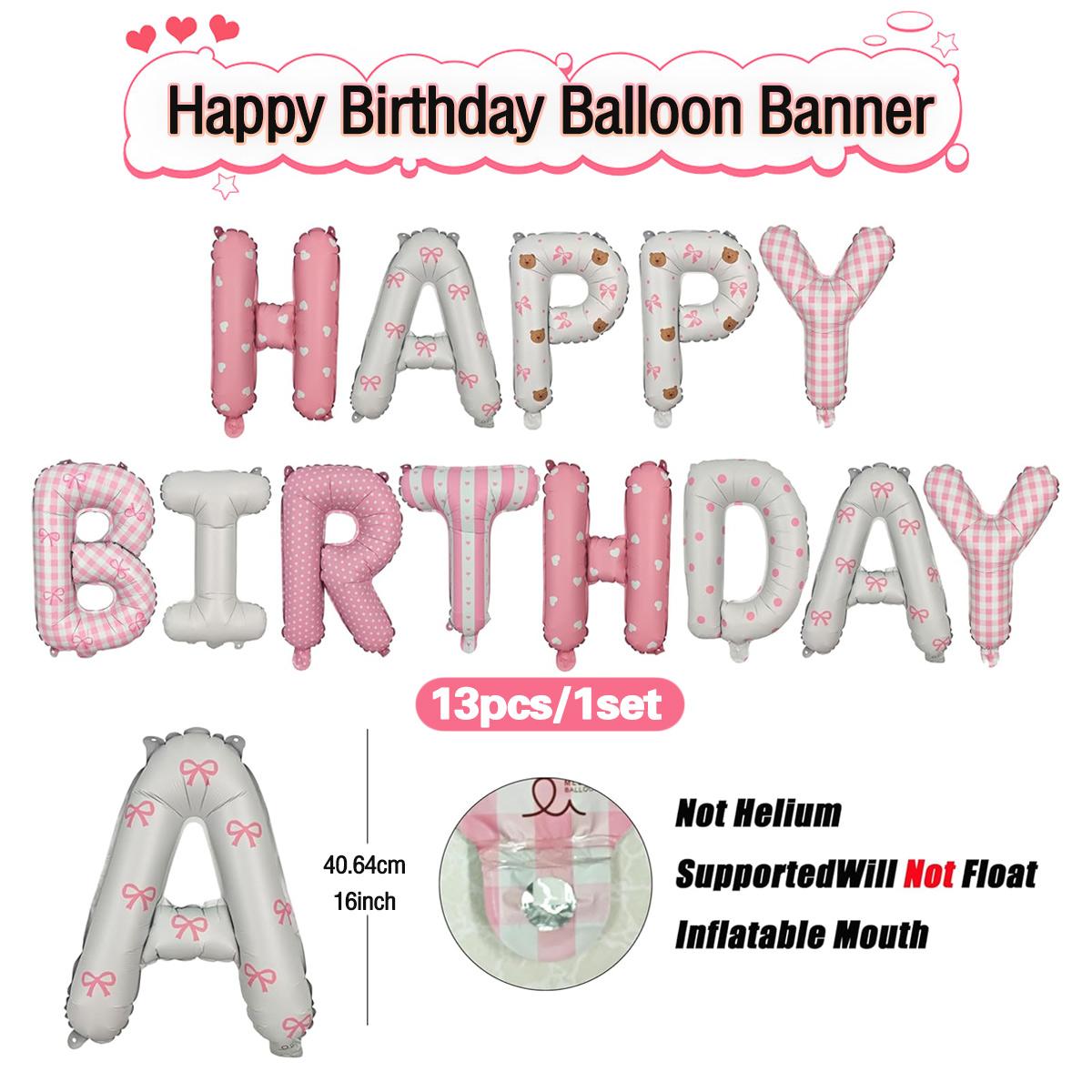 

Pink/Blue Printed Happy Birthday Letter Balloon Happy Birthday Banner Balloon for Birthday Party Indoor and Outdoor Decoration Other
