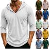 Men's Loose Fit Casual Hoodie Lightweight Pullover with Three Quarter Sleeve Drawstring Hooded Shirt for Everyday Wear