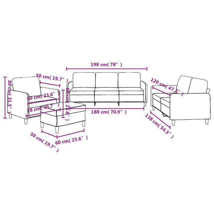 VidaXL Ensemble de canapés 4 pcs avec coussins Crème Tissu 3202064