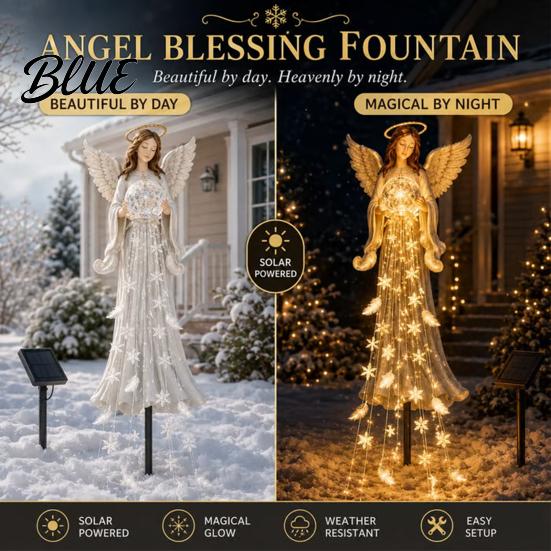 Solar Powered Path Lights Angel Remembrance Garden Light Resin Blessing Fountain Statue with Cascading Thoughtful Gifts LED Warm Lights Outdoor