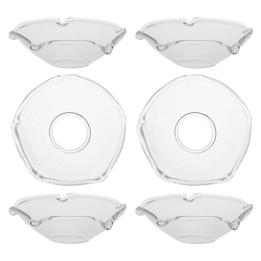 6Pcs Drip Protectors Glass Round Bobeches Clear Wax Drip Catcher Reusable for Wedding Holiday Party Church Home Decor