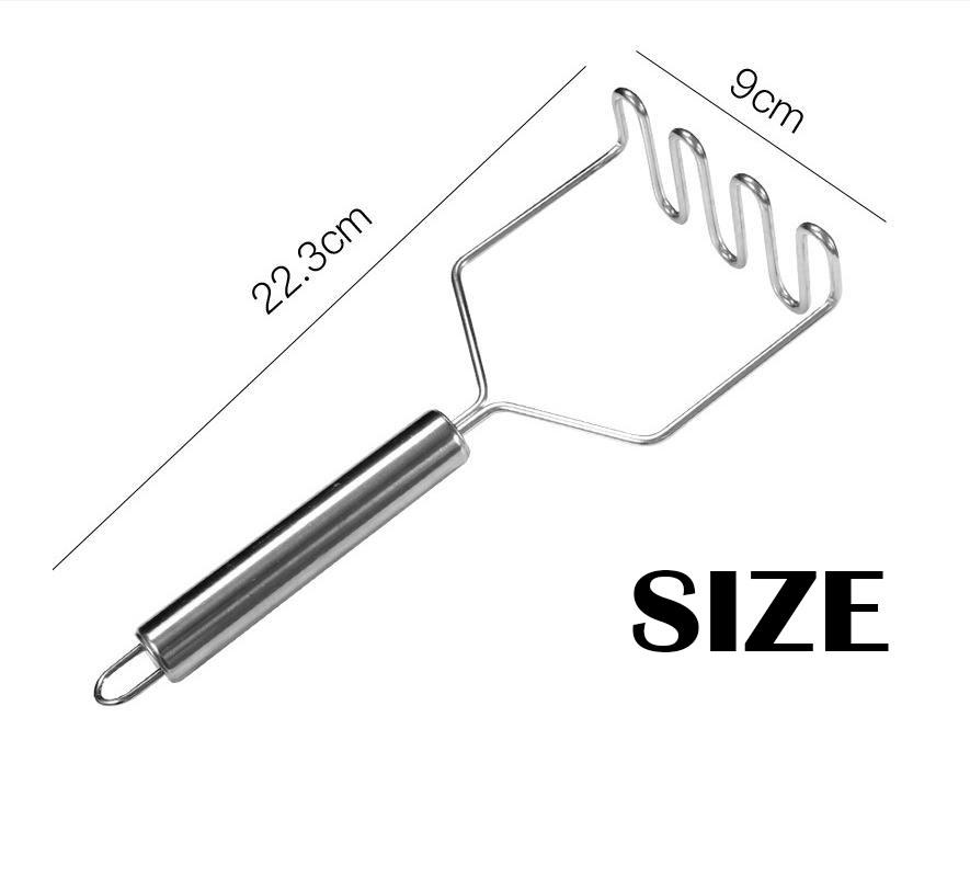 1pc Stainless Steel Mud Press Food-Grade Durable Thickened Mud Press Wavy Steel-Handled Mashed Potato Maker Kitchen Accessories