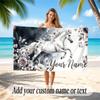 Floral Garden Theme Quick Dry Beach Towel Custom Name Text Print Large Sand Resistant Towel Beach Vacation