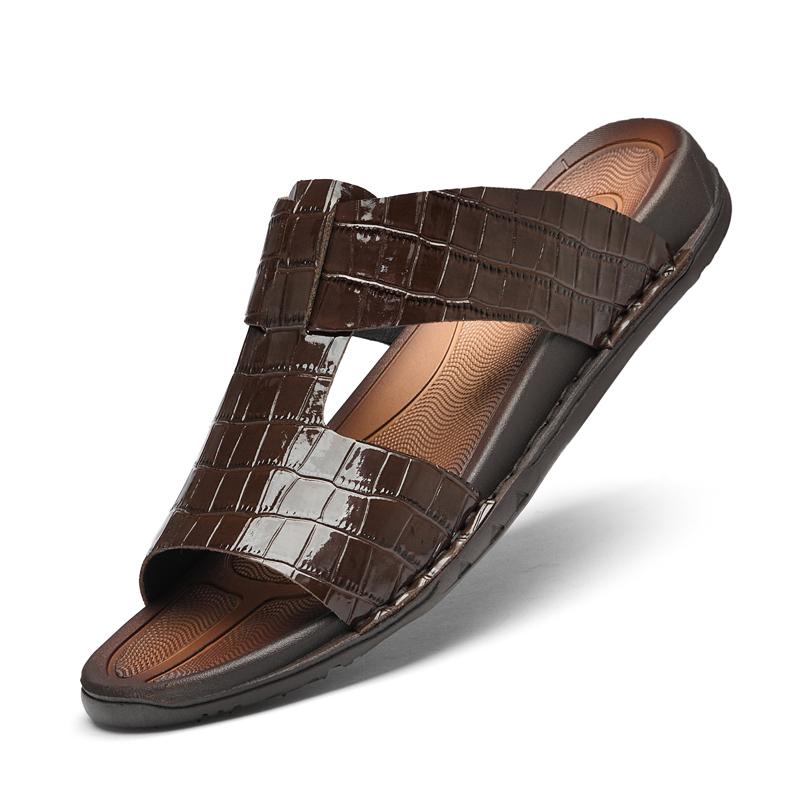 Fashion Men's Sandals Genuine Leather Men Summer Shoes Casual Comfortable Luxury Half Drag Cool Beach Footwear Male Men Slippers