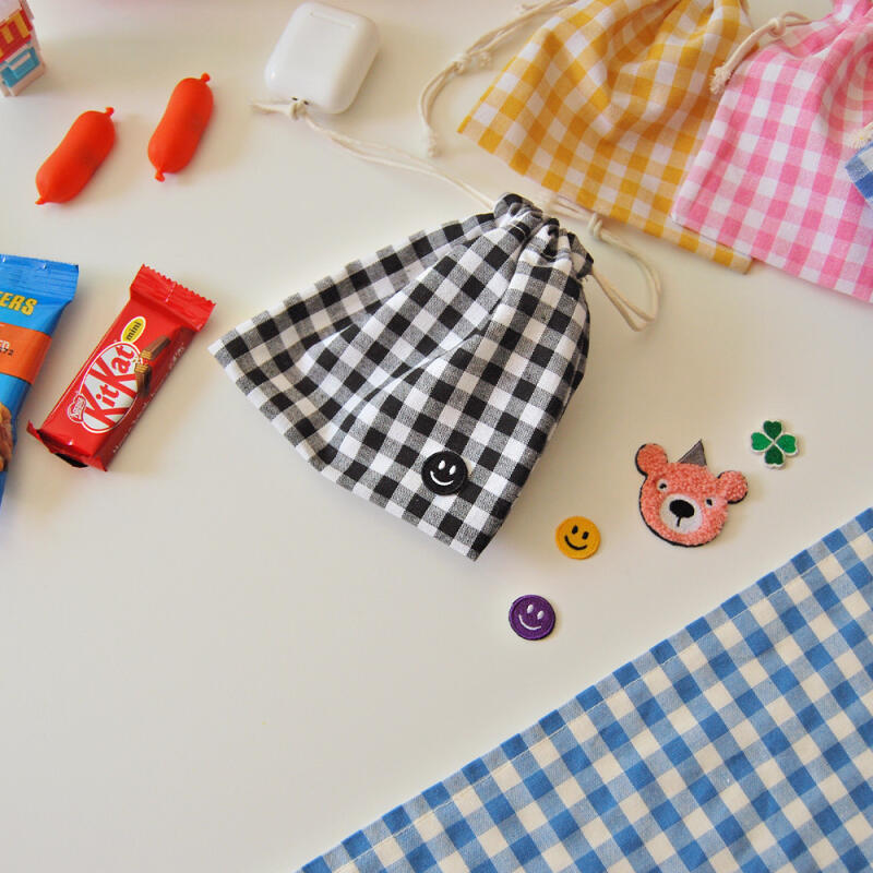 Linen Gingham Check Aperture Pouch (4 Colors)