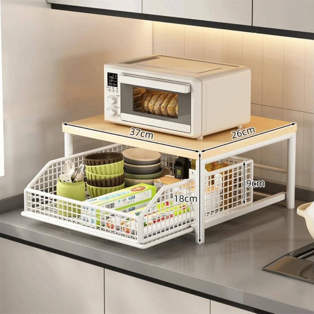 

With Drawers Microwave Stand Space Saving Countertop Storage Multi-Appliance Rack Kitchen Organizer Home Organization