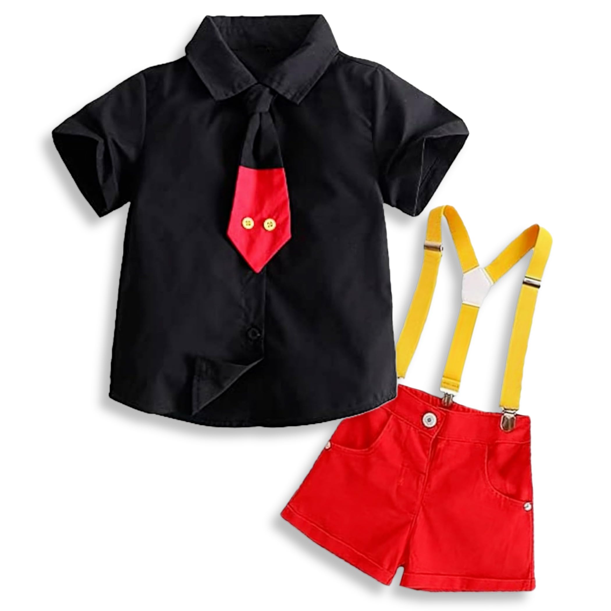 

Памятные детские футболки с коротким рукавом [MTP & Style] Наряд в стиле Микки Мауса, подтяжки, галстук, комплект, детская одежда, костюм, для прогулок, для фото, (120)