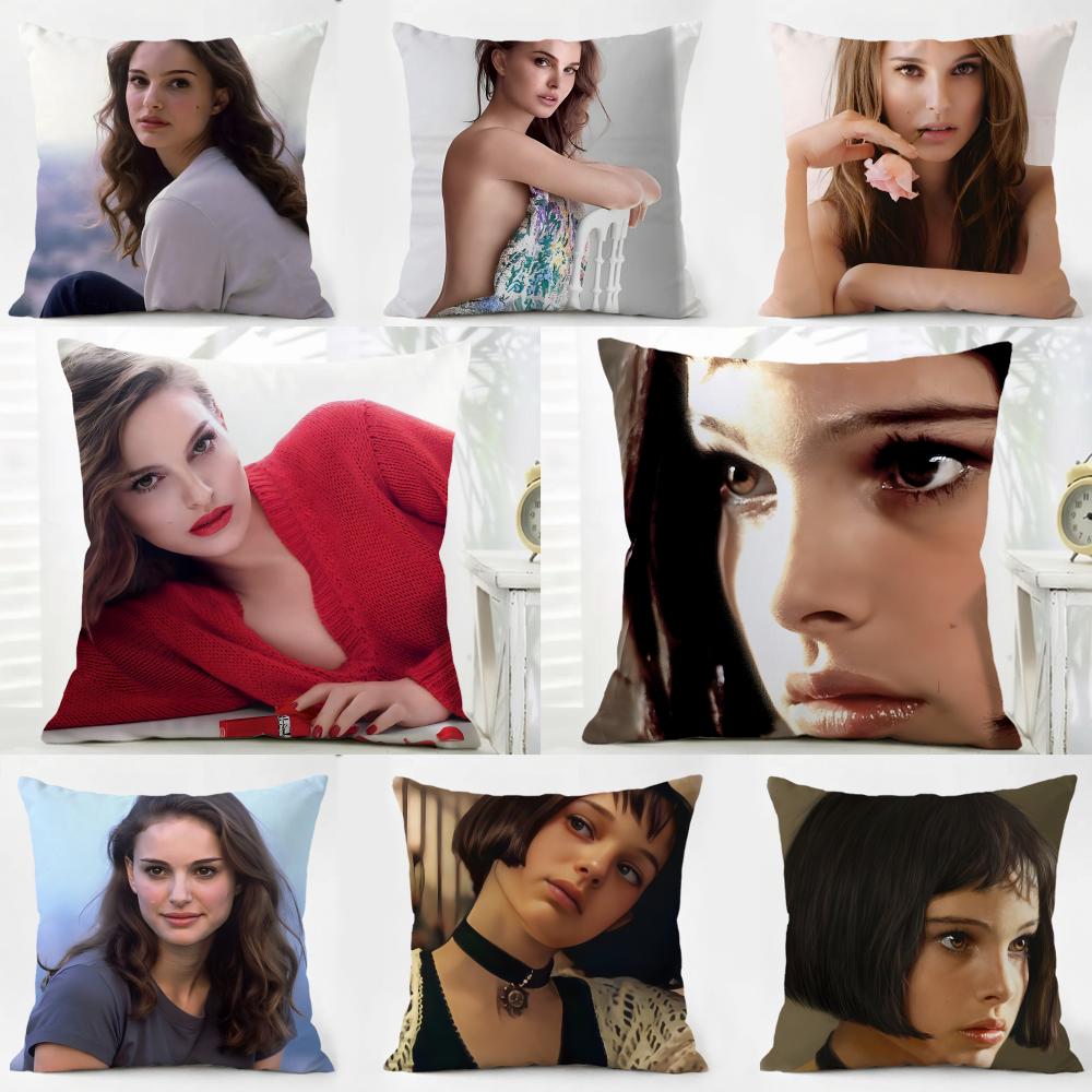 NNatalie Portman Cushion Cover Washable Linen Pillowcase Soft for Daily Sofa Bed Home Room Decor