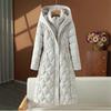 Parka invernale caldo e spesso con cappuccio in piuma per donna, maniche staccabili, moda, lungo, imbottito in cotone, cappotto