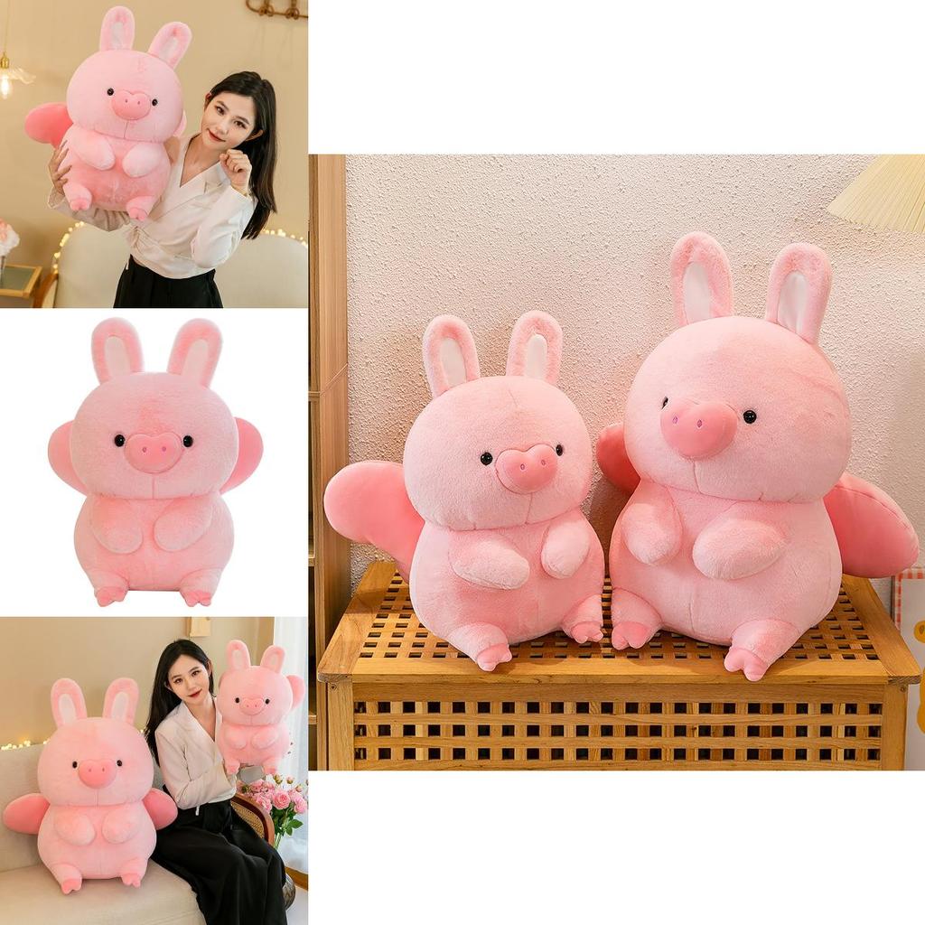 Cute Pink Rabbit-ear Flying Pig Plush Toy For Girls Stuffed Animal Doll Gift Decorative Pillow Sofa Ornament 45/55/75cm