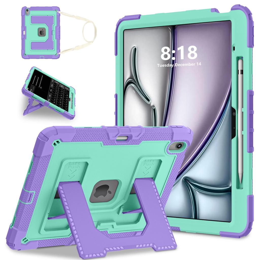 Heavy Duty Shockproof Case for iPad Air 13 11 M4/3/2 Air 4 5 Mini 6 A17 Pro Rugged Protective Cover with Pen Holder/Kickstand