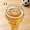 3D Relief Football Mug Soccer Trophy Glass, 400/600ml Capacity Beer Mug, Heavy Duty High Borosilicate Glass Shaped Pint Cup for Home Bar, Gift Sports