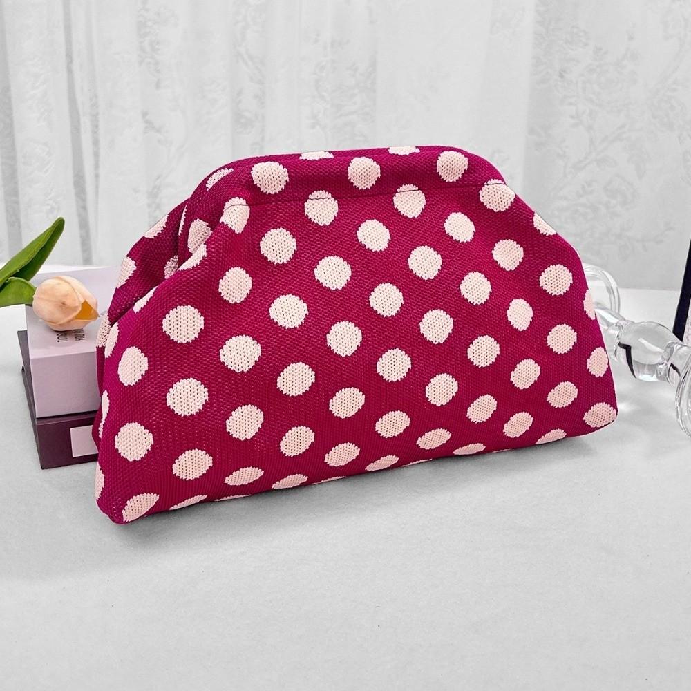 High Quality Polka Dot Clutch Bag Portable Large Capacity Cosmetic Bag Colorblock Handbag Women