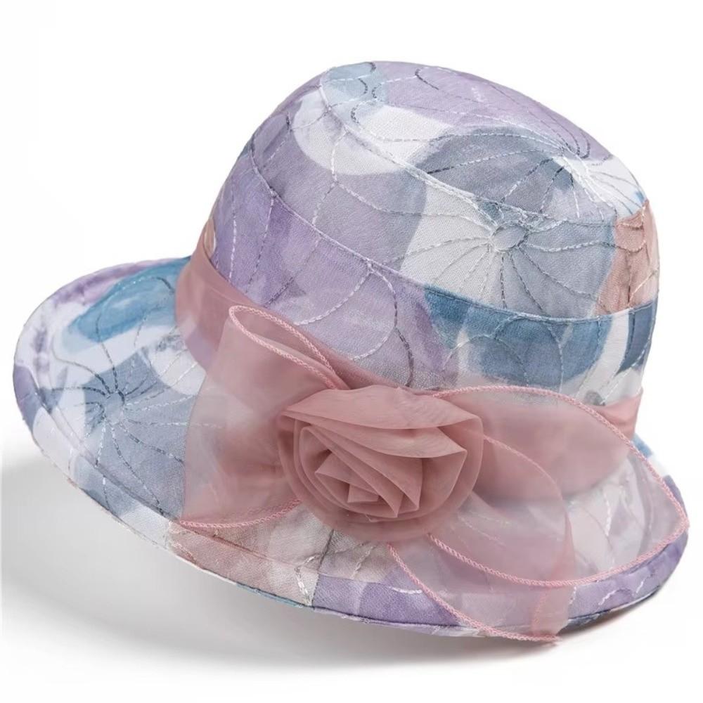 Korean Style Spring/Summer Fisherman Hat Flower Colorful Sunshade Tourist Cap Breathable Basin Top Hat Sunscreen Hat
