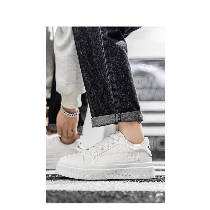 Herren Sportliche Schuhe mit dicker Sohle Schnürung Niedriger Schnitt Lässige Board Schuhe