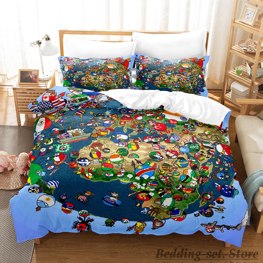 Neues Countryball Polandballs Bettwäsche-Set Einzelbett Twin Full Queen King Size Bettset Aldult Kinderzimmer Bettbezug-Sets Anime