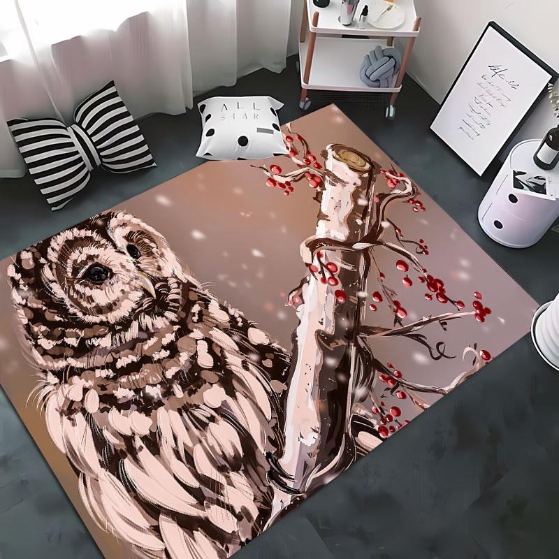 Cool Owl 3D Printing Carpet for Living Room Bedroom Hallway Alfombra Anti-slip Soft Area Rug Sofa Doormat Home Decoration Tapete
