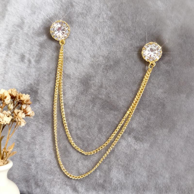 Starfish And Conch Shape Collar Chain Brooch Tassel Brooch Shirt Collar Decoration Button Needle Fit Daily Wear