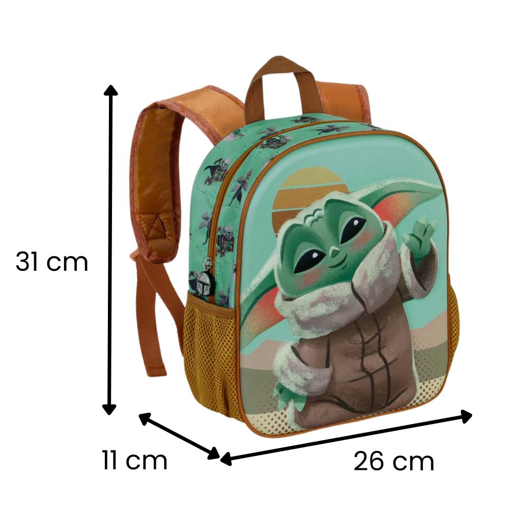 Jednokomorowy 3D Plecak Przedszkolny Grogu Baby Yoda Zielony 26X31X11Cm
