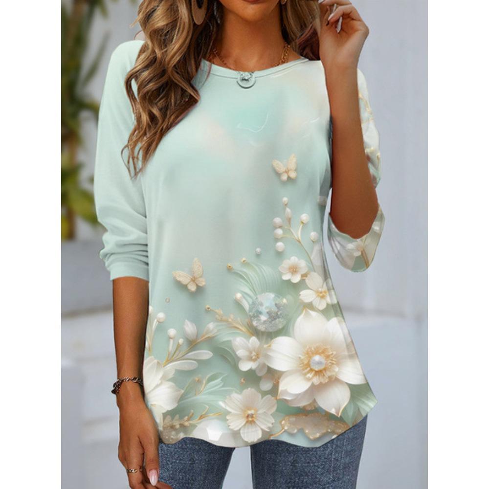 Summer Women's 3D Printed Long-sleeve T-shirt Is Fashionable, Versatile, Breathable, Trendy, and Casual